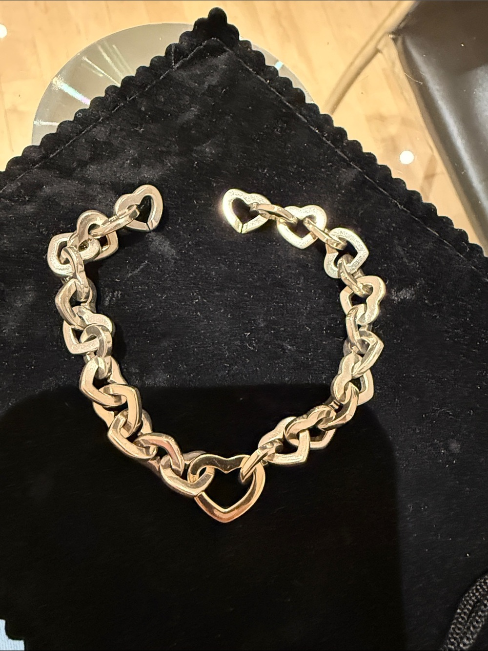 Tiffany & Co. Gold and Silver Heart Link Bracelet